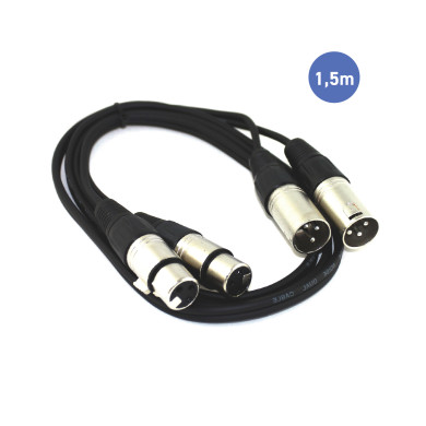 Câble 1,5m - XLR 3 PIN Mâle - XLR 3 PIN Femelle