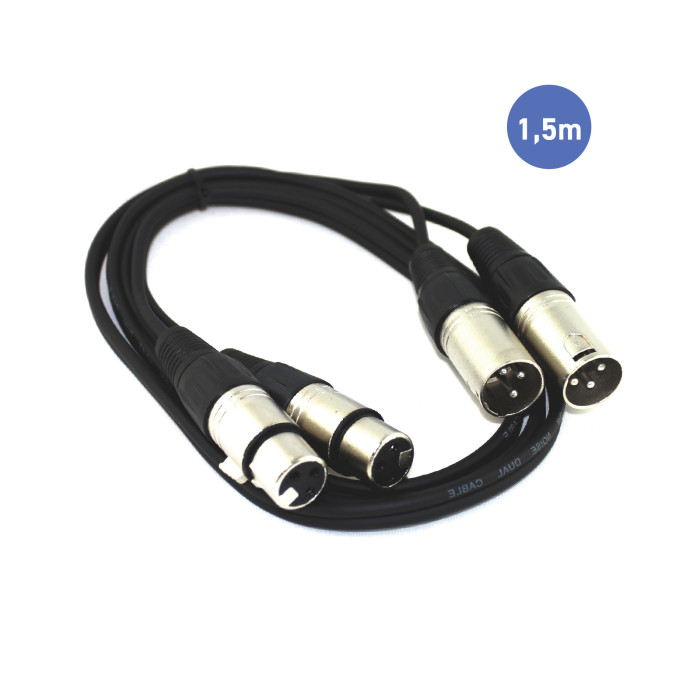 Câble 1,5m - XLR 3 PIN Mâle - XLR 3 PIN Femelle