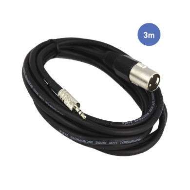 Câble 3m - XLR 3 PIN Mâle - MINI JACK STEREO Mâle