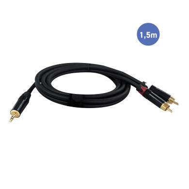 Câble 1,5m - MINI JACK STEREO Mâle - RCA Mâle