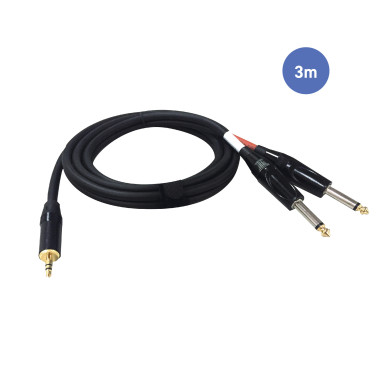 Câble 3m - MINI JACK STEREO Mâle - JACK MONO Mâle