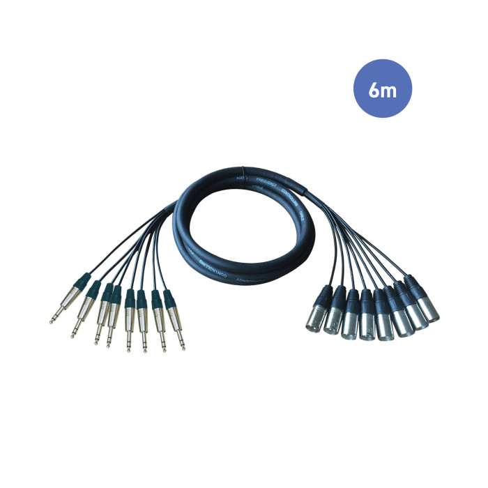Octopaires 6m - XLR 3 PIN Mâle - JACK STEREO Mâle
