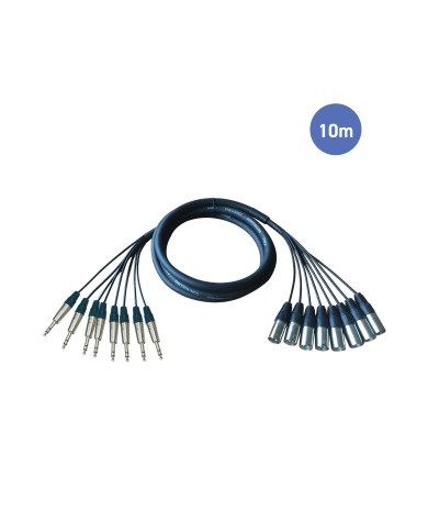 Octopaires 10m - XLR 3 PIN Mâle - JACK STEREO Mâle