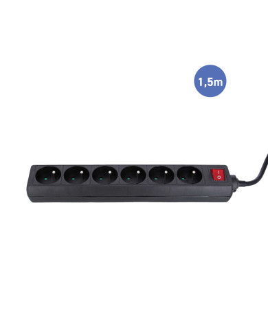 Multiprise Electrique Noire à 6 Prises