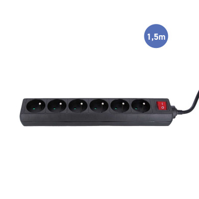 Multiprise Electrique Noire à 6 Prises