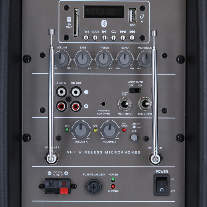 Sono Portable 15’’ sur Batterie + 1 Micro Main VHF + 1 Micro Serre-tête