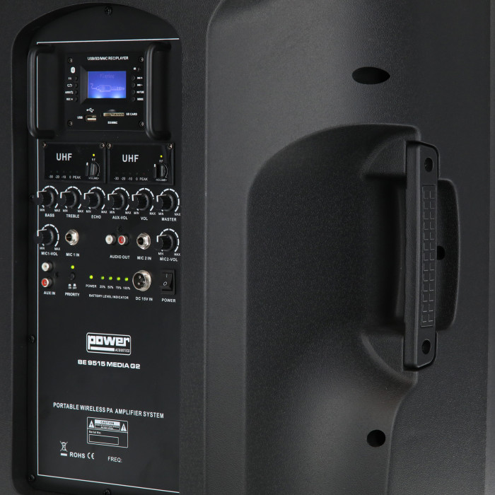 Portable Lecteur SD/USB/Bluetooth + 2 Micros Main UHF