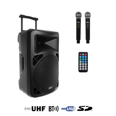 Portable Lecteur SD/USB/Bluetooth + 2 Micros Main UHF