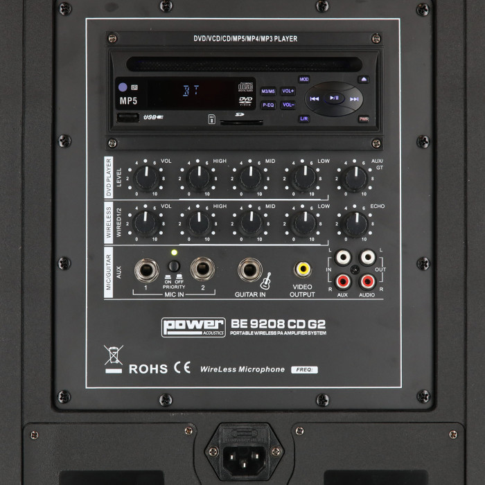 Sono Portable CD MP3 + USB + Bluetooth + DIVX + 2 Micros Main UHF