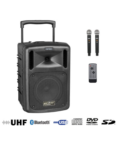 Sono Portable CD MP3 + USB + Bluetooth + DIVX + 2 Micros Main UHF