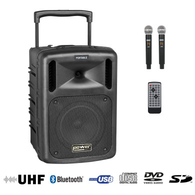 Sono Portable CD MP3 + USB + Bluetooth + DIVX + 2 Micros Main UHF