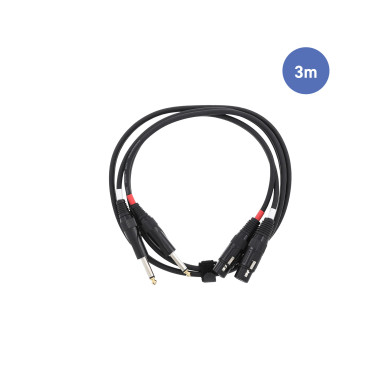 Câble 3m - 2 JACK MONO - 2 XLR 3 PIN Femelle