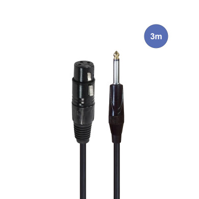 Câble 3m - JACK MONO Mâle - XLR 3 PIN Femelle