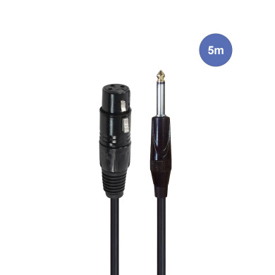 Câble 5m - JACK MONO Mâle - XLR 3 PIN Femelle