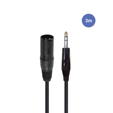 Câble 3m - JACK STEREO Mâle - XLR 3 PIN Mâle