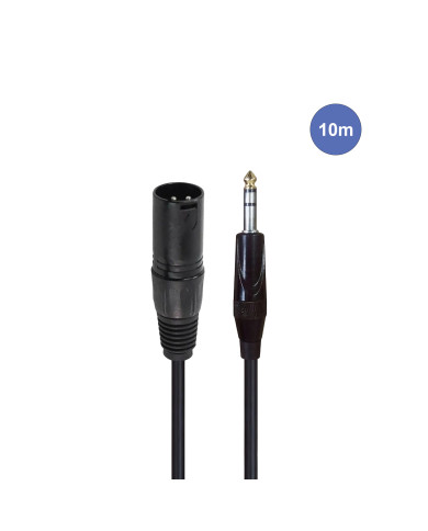 Câble 10m - JACK STEREO Mâle - XLR 3 PIN Mâle