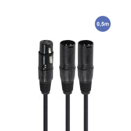 Câble 0,5m - XLR 3 PIN Femelle - 2 XLR 3 PIN Mâle