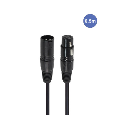 Câble 0,5m - XLR 3 PIN Mâle - XLR 3 PIN Femelle