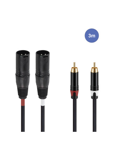 Câble 3m - XLR 3 PIN Mâle - RCA Mâle