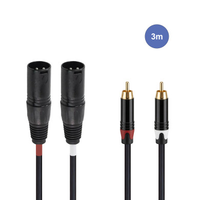 Câble 3m - XLR 3 PIN Mâle - RCA Mâle