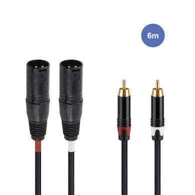 Câble 6m - XLR 3 PIN Mâle - RCA Mâle
