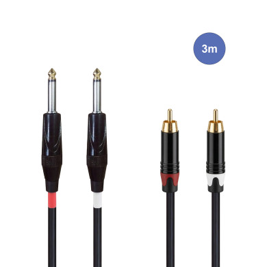 Câble 3m - JACK MONO Mâle - RCA Mâle