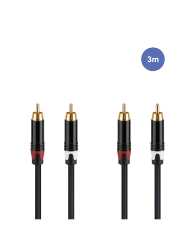 Câble 3m - RCA Mâle et RCA Mâle 3m.