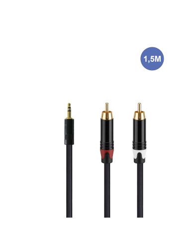 Câble 1,5m - MINI JACK STEREO Mâle - RCA Mâle
