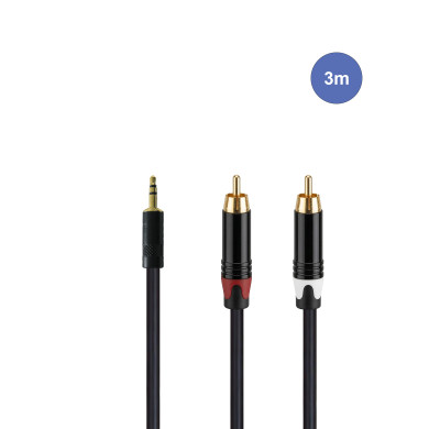Câble 3m - MINI JACK STEREO Mâle - RCA Mâle