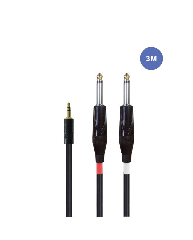 Câble 3m - MINI JACK STEREO Mâle - JACK MONO Mâle