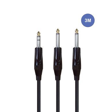 Câble 3m - JACK MONO Mâle - 2 JACK STEREO Mâle Mono