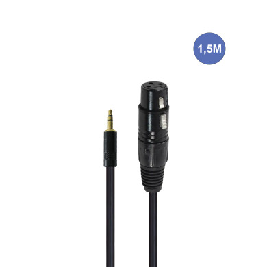 Câble 1,5m - XLR 3 PIN Femelle - MINI JACK STEREO