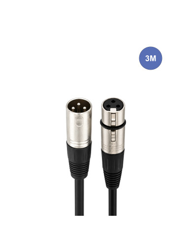 Câble 3m - XLR 3 PIN Mâle - XLR 3 PIN Femelle