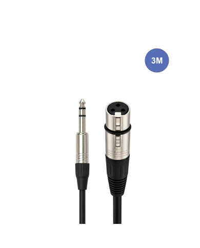 Câble 3m - JACK MONO Mâle - XLR 3 PIN Femelle