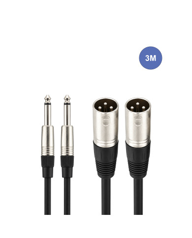 Câble 3m - XLR 3 PIN Mâle - JACK MONO Mâle