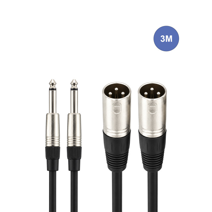 Câble 3m - XLR 3 PIN Mâle - JACK MONO Mâle