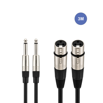 Câble 3m - XLR 3 PIN Femelle - JACK MONO Mâle