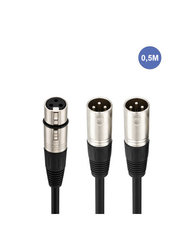 Câble 0,5m - XLR 3 PIN Mâle - XLR 3 PIN Femelle