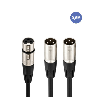Câble 0,5m - XLR 3 PIN Mâle - XLR 3 PIN Femelle