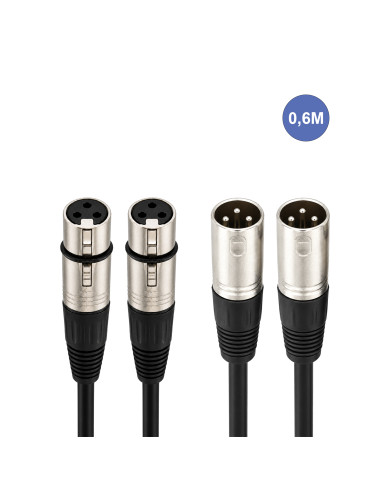 Câble 0,6m - XLR 3 PIN Mâle - XLR 3 PIN Femelle