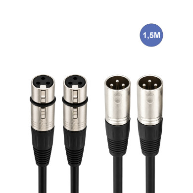 Câble 1,5m - XLR 3 PIN Mâle - XLR 3 PIN Femelle