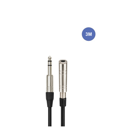 Câble 3m - JACK STEREO Mâle - JACK STEREO Femelle