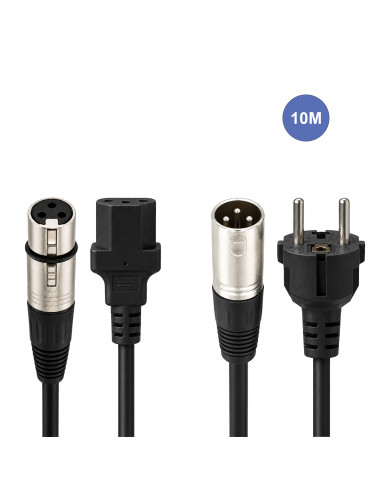 Câble d'alimentation 10m - XLR 3 PIN Mâle - XLR 3 PIN Femelle