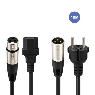 Câble d'alimentation 10m - XLR 3 PIN Mâle - XLR 3 PIN Femelle