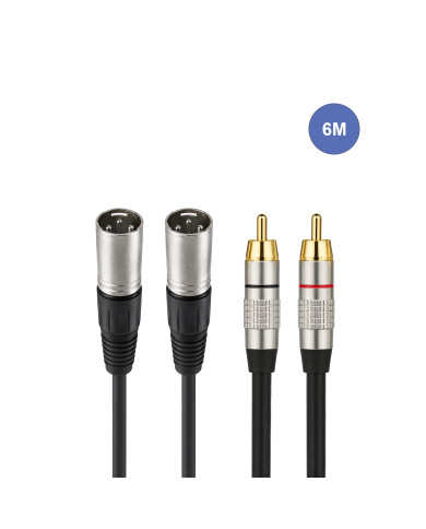 Câble 6m - XLR 3 PIN Mâle - RCA Mâle