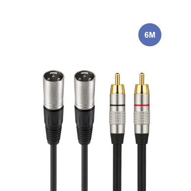Câble 6m - XLR 3 PIN Mâle - RCA Mâle