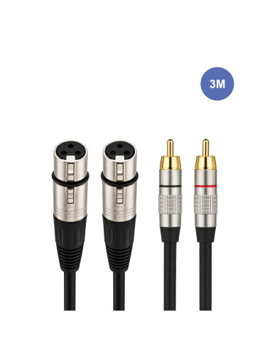 Câble 3m - XLR 3 PIN Femelle - RCA Mâle