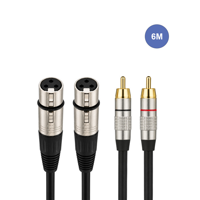 Câble 6m - XLR 3 PIN Femelle - RCA Mâle