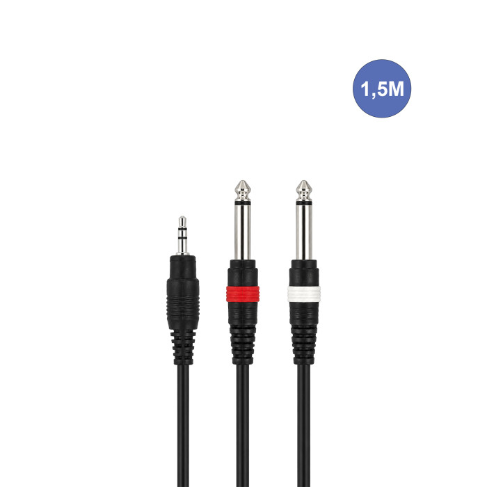 Câble 1,5m - MINI JACK STEREO Mâle - JACK MONO Mâle