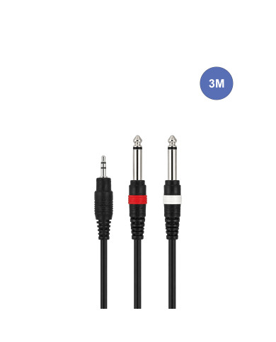Câble 3m - MINI JACK STEREO Mâle - JACK MONO Mâle